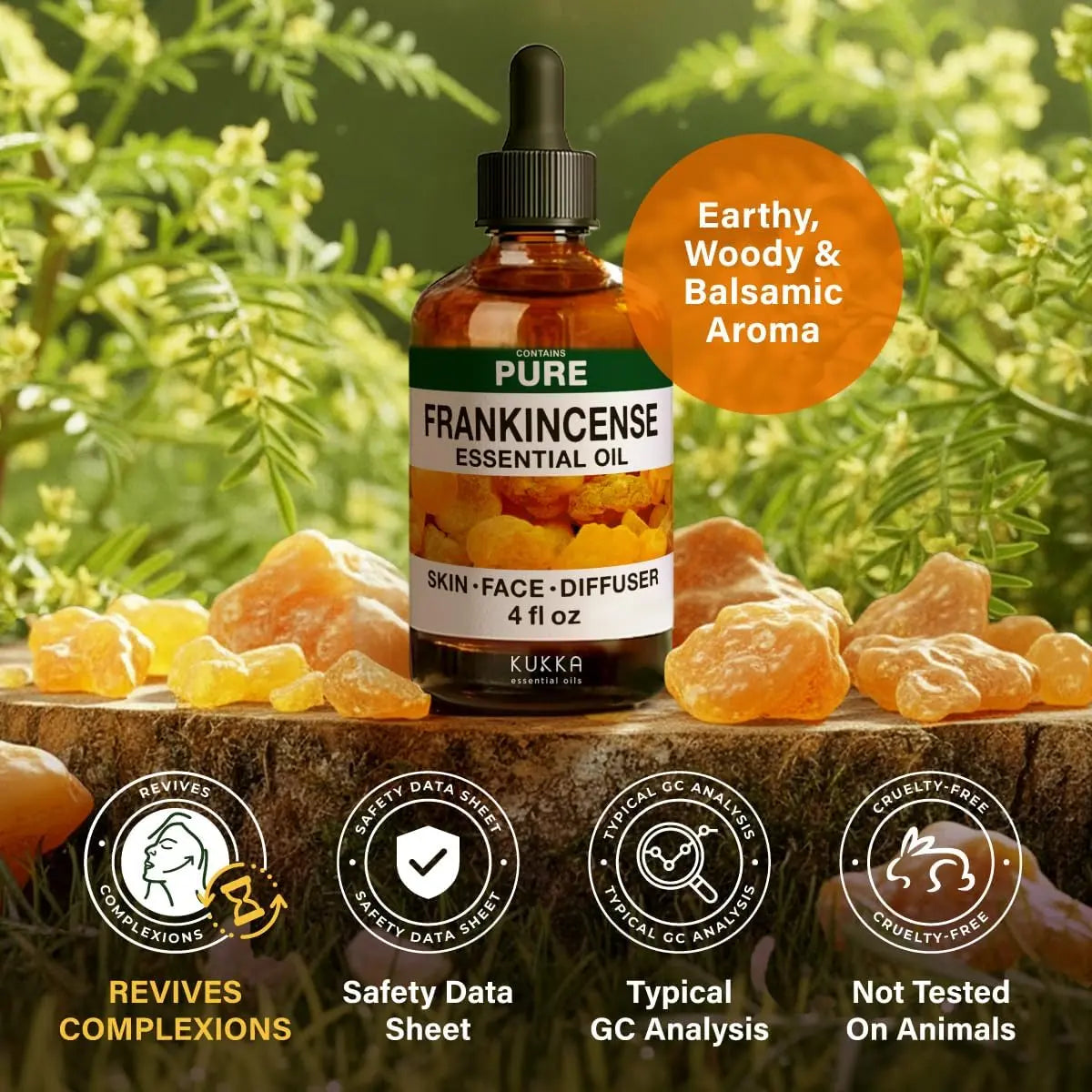 KUKKA Frankincense Essential Oil for Face & Body - 4 Fl Oz Calming Oil, Relaxing Mother'S Day Gift for Mom, Mothersdaygift, Tiktokshopstockup,Summervibes